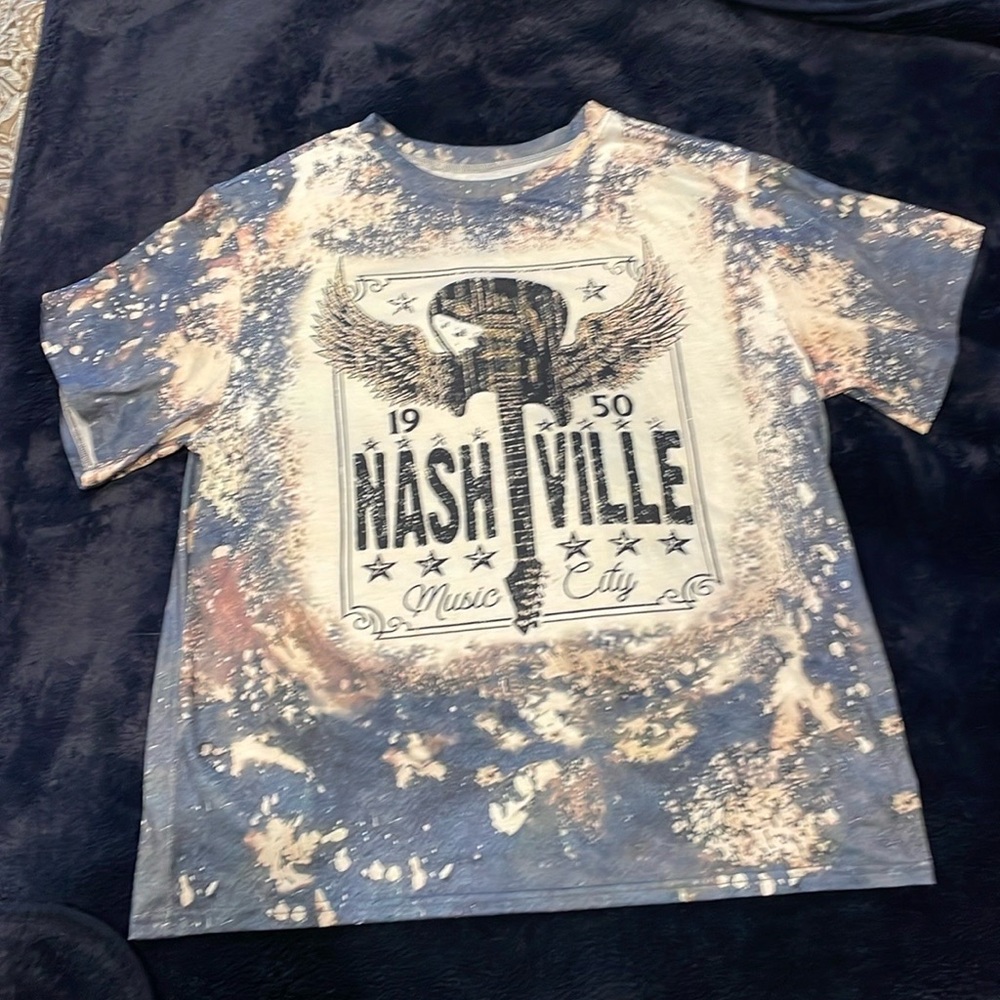Nashville Large Crew Neck - Poly Cotton Shirt - Beige/Blue/Black